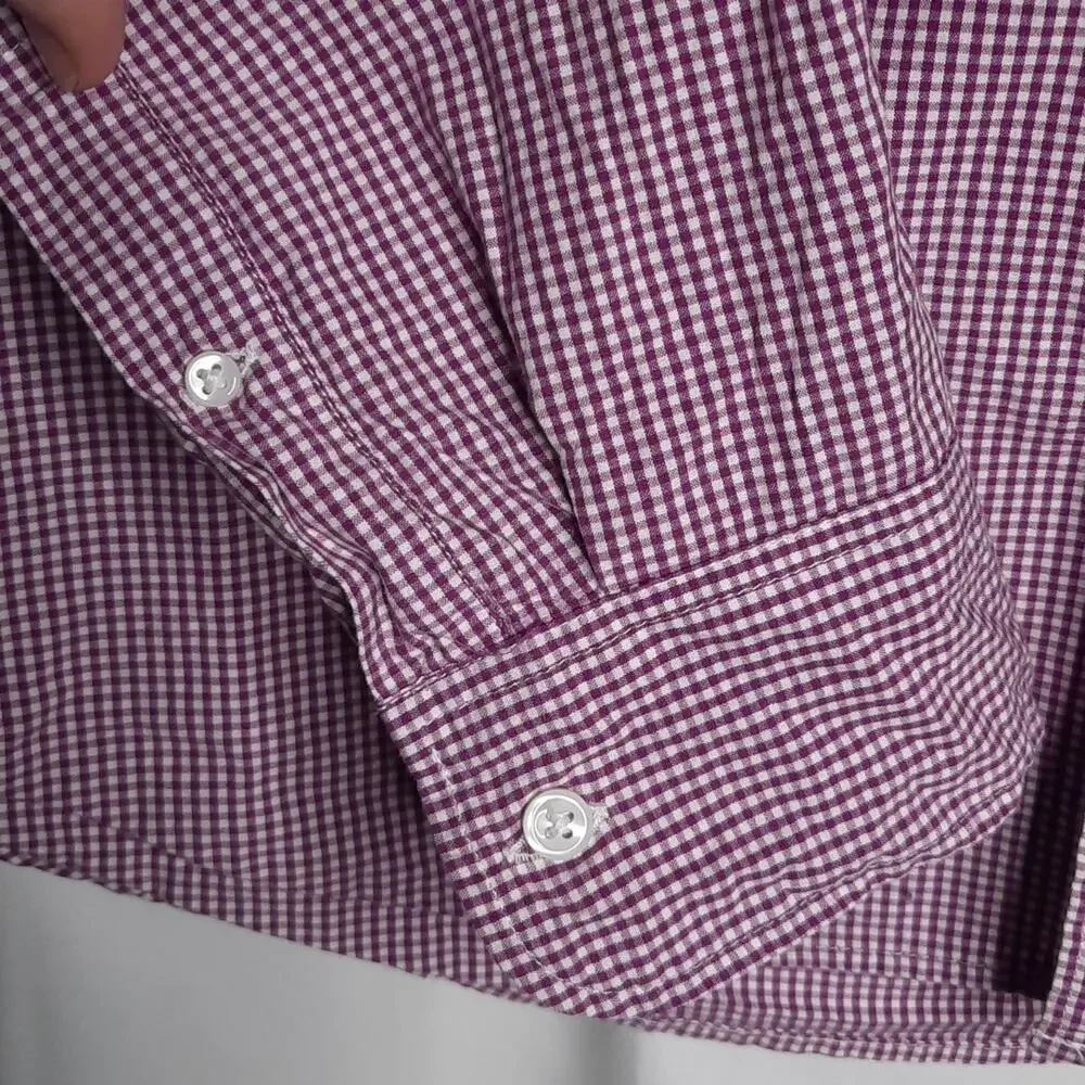J. Crew Stretch Men's Slim Untucked Small Checkered Button Down Shirt Lg Short